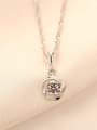 thumb Sterling silver classic 3A zircon simple mini simulation necklace 0