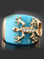 thumb Fashion Rhinestones-studded Gecko Blue Acrylic Gold Plated Alloy Ring 0