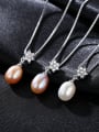 thumb Pure silver with AAA zircon flowers natural freshwater pearl necklace 0
