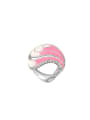 thumb Temperament Pink Petal Polymer Clay Ring 0