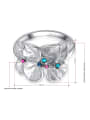thumb Elegant White Gold Plated Flower Shaped Crystal Three Pieces Jewelry Set 3