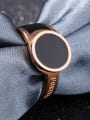 thumb Fashion Black Round Rose Gold Plated Titanium Ring 2