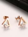 thumb Trendy Rose Gold Plated Triangle Shaped Zircon Stud Earrings 2