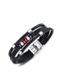 thumb Multi-band Black Artificial Leather Titanium Bracelet 0