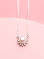 thumb Temperament Flower Shaped Artificial Pearl S925 Silver Necklace 1