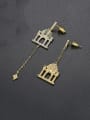 thumb Copper With Gold Plated Delicate Castle Pendant Asymmetry Drop Earrings 4