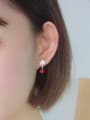 thumb Fashion Asymmetrical Little Snowflake Red Beads 925 Silver Drop Earrings 1