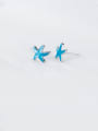 thumb 925 Sterling Silver With Platinum Plated Cute Starfish Stud Earrings 0
