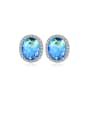 thumb Copper With Platinum Plated Delicate Oval Stud Earrings 0