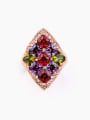 thumb Fashion Colorful Square Zirconias Rose Gold Plated Copper Ring 0