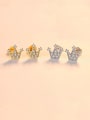 thumb 925 Sterling Silver With Cubic Zirconia Simplistic Crown Stud Earrings 2