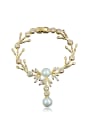 thumb Women Elegant 18K Gold Plated Artificial Pearl Leaf Bracelet 0