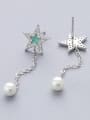 thumb Green Star Shaped Shell Pearl Drop Earrings 2