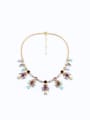 thumb Alloy Gold Plated Rhinestones Flower Necklace 0