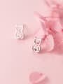 thumb 925 Sterling Silver With Silver Plated Hollow Cute Cat Stud Earrings 0