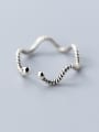 thumb 925 Sterling Silver With Gun Plated Simplistic Thread Wave  Free Size Rings 2