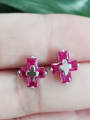 thumb Ruby Cross Religious jewelry Anti-allergic stud Earring 3