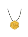 thumb Copper Alloy 24K Gold Plated Multi-use Rose Black String Necklace 0