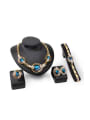 thumb Alloy Imitation-gold Plated Vintage style Stone Oval Four Pieces Jewelry Set 0