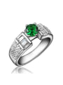 thumb Shimmering Green Round Shaped Zircon Women Ring 0