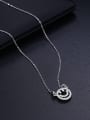 thumb Copper Alloy White Gold Plated Simple style Smiling Face Zircon Necklace 0