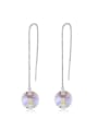 thumb Simple Cubic White austrian Crystal Alloy Line Earrings 0
