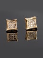 thumb Square Mmicro Insert AAA Small Zircon 18K Real Gold Anti Allergy stud Earring 0