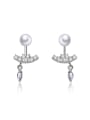 thumb Fashion Imitation Pearl White Zirconias Stud Earrings 0