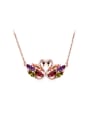 thumb Colorful Double Swan Shaped Zircon Necklace 0