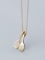 thumb 925 Sterling Silver With Cubic Zirconia Personality ISpoon Fork Necklaces 2
