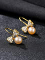 thumb Pure silver natural freshwater pearl cute bow tie studs 0