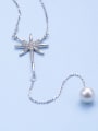 thumb Fashion 925 Silver Shell Pearl Cubic Zirconias Star Necklace 3