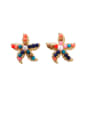 thumb Alloy With  Artificial Pearl  Bohemia Colorful Sea Star Round Stud Earrings 3