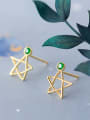 thumb 925 Sterling Silver With Platinum Plated Simplistic Star Stud Earrings 2