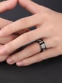 thumb Personalized Roman Numerals Black Titanium Rotatable Ring 2