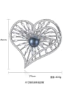 thumb Sterling Silver 8-8.5mm natural pearl shining zircon heart type Brooch 3