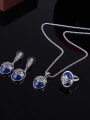 thumb Alloy Antique Silver Plated Vintage style Oval Artificial Stone Three Pieces Jewelry Set 1