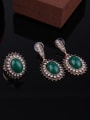 thumb Alloy Antique Gold Plated Vintage style Oval shaped Artificial Stones Three Pieces Jewelry Set 2