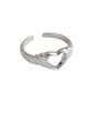 thumb 925 Sterling Silver With Platinum Plated Simplistic Hollow Heart Free Size  Rings 0