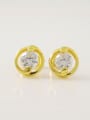 thumb Women Round Shaped Shimmering Rhinestone Stud Earrings 0