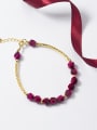 thumb Rosy red special-shaped stone gold plated Korean style sweet beads bracelet 0
