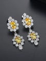 thumb Copper With Platinum Plated Luxury Flower Drop Earrings 2