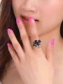 thumb Fashion Black Cubic Rhinestones-studded Flower Alloy Ring 1