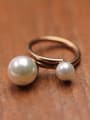 thumb Artificial Pearls Double Lines Opening Ring 1