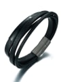 thumb Personality Black Multi-layer Artificial Leather Titanium Bracelet 1