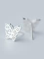 thumb S925 Sillver Hollow Retro Butterfly Pattern Stud cuff earring 2