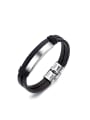 thumb Simple Smooth Titanium Artificial Leather Bracelet 0