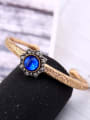 thumb Retro Style Artificial Blue Stones Fashion Opening Bangle 2