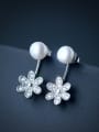 thumb S925 Silver Freshwater Pearls Sweet Flowers drop earring 0