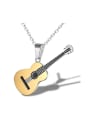thumb Personalized Little Guitar Pendant Titanium Men Necklace 0